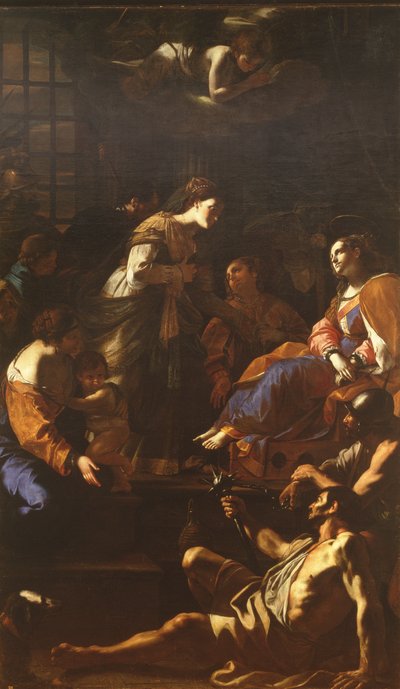 The Roman Empress Faustina visiting St Catherine of Alexandria in Prison, c.1640-43 by Mattia Preti